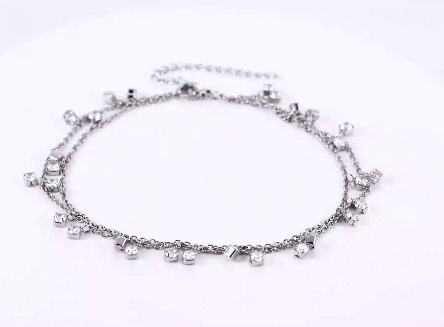 BSS1196 STAINLESS STEEL ANKLET WITH ROUND CZ