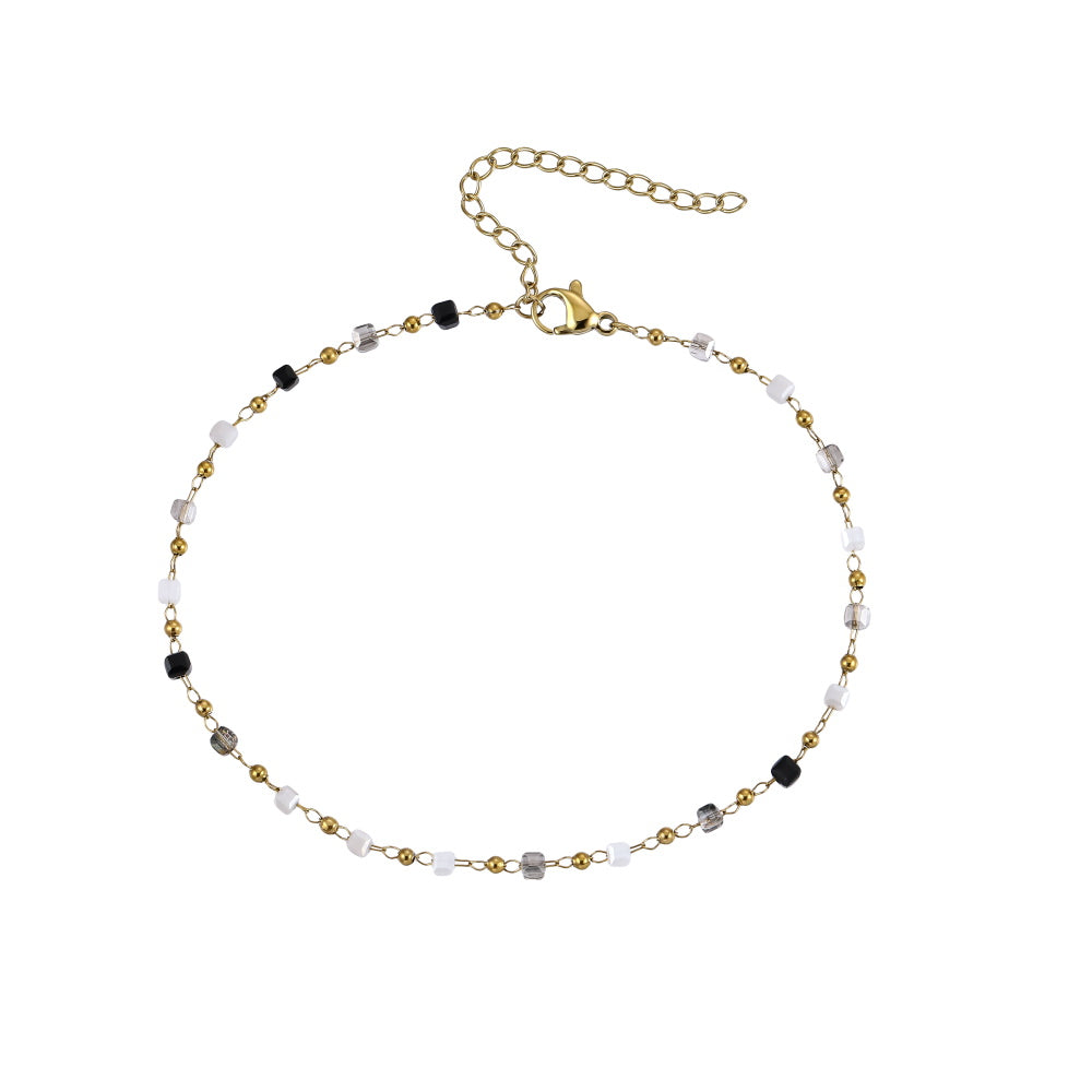 BSS1197 STAINLESS STEEL ANKLET WITH BEADS