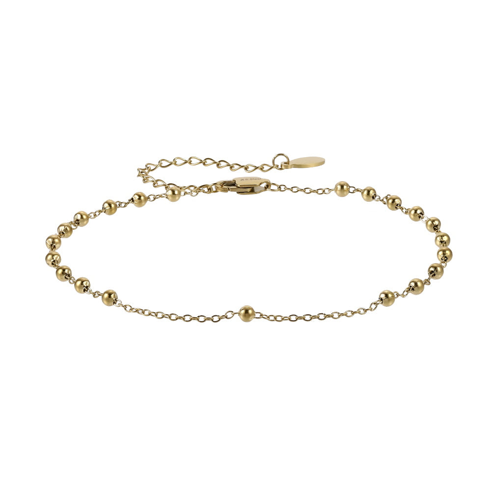 BSS1198 STAINLESS STEEL 3MM BALL AND FLAT CABLE CHAIN ANKLET