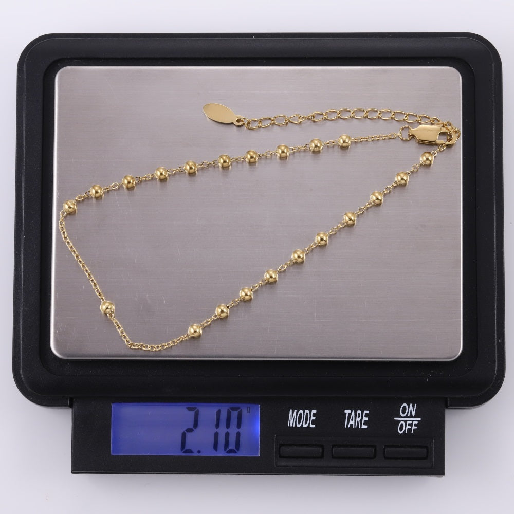 BSS1198 STAINLESS STEEL 3MM BALL AND FLAT CABLE CHAIN ANKLET