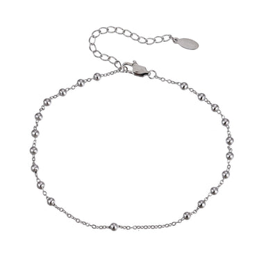 BSS1198 STAINLESS STEEL 3MM BALL AND FLAT CABLE CHAIN ANKLET