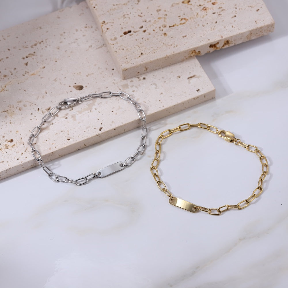 BSS1256 STAINLESS STEEL ID PLATE BRACELET