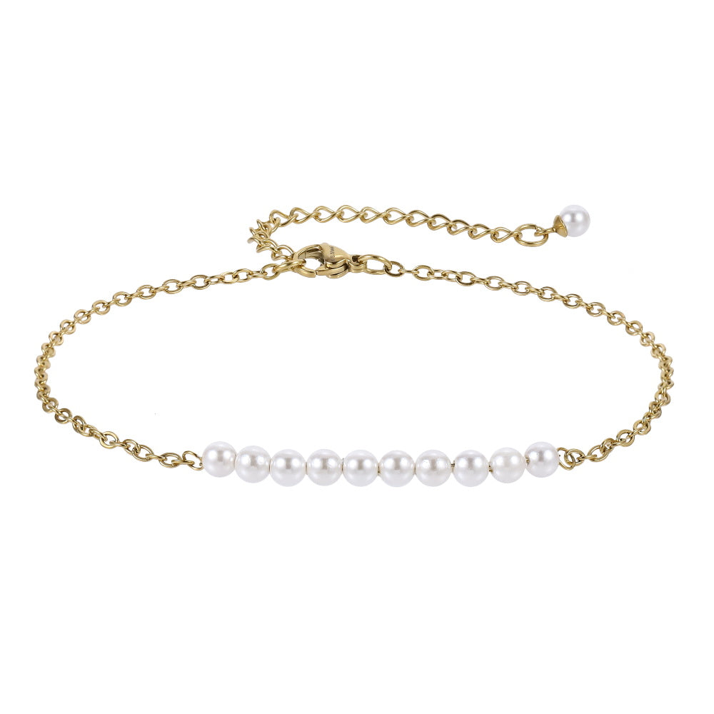 BSS883 STAINLESS STEEL BRACELET WITH SHELL PEARL