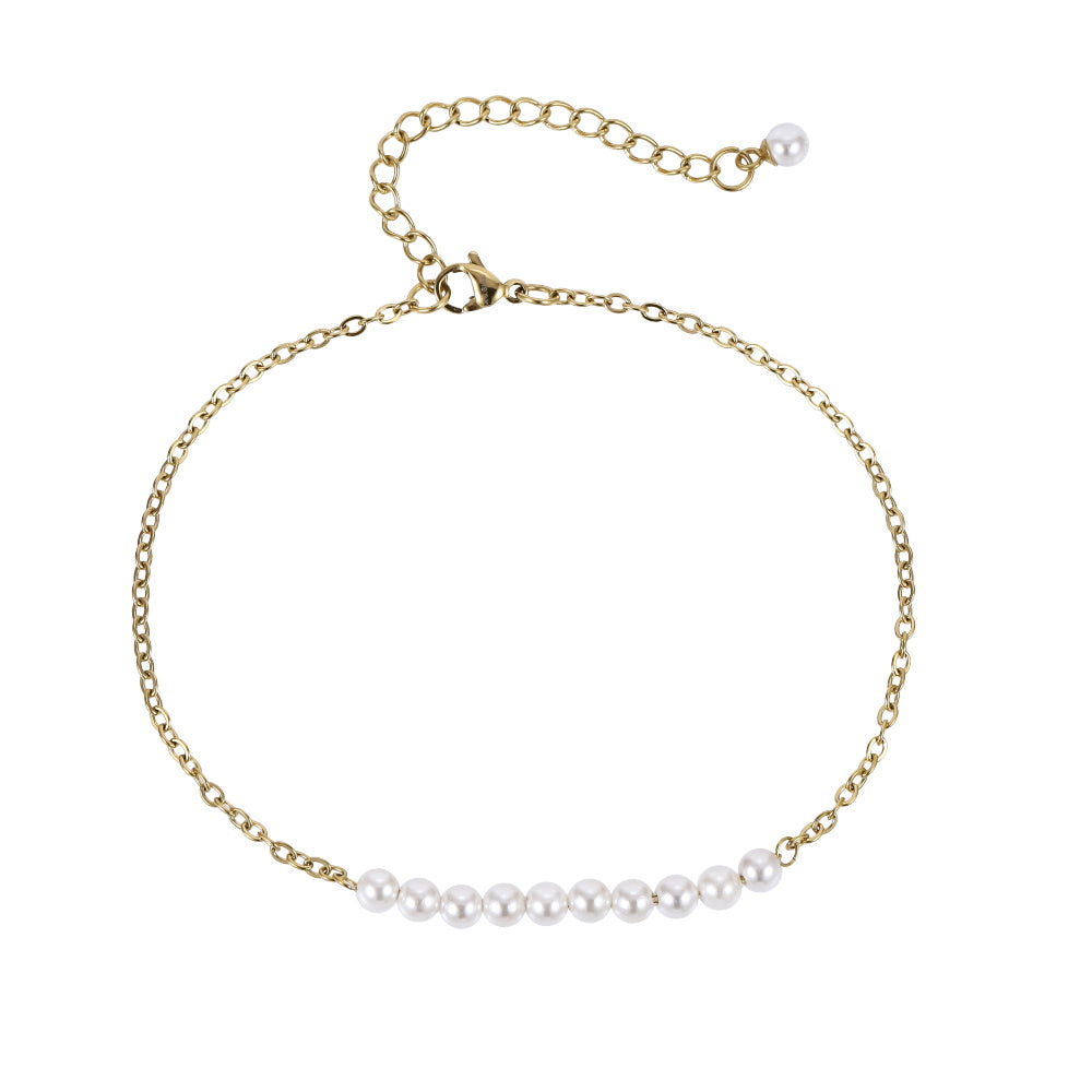 BSS883 STAINLESS STEEL BRACELET WITH SHELL PEARL