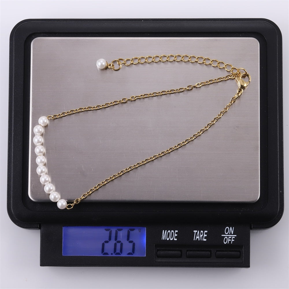 BSS883 STAINLESS STEEL BRACELET WITH SHELL PEARL