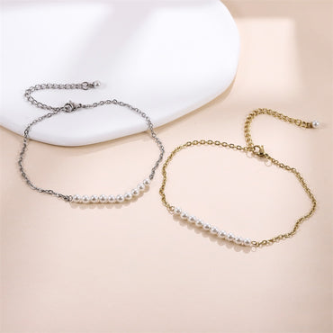 BSS883 STAINLESS STEEL BRACELET WITH SHELL PEARL