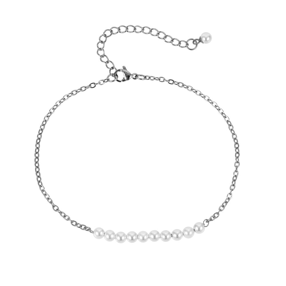 BSS883 STAINLESS STEEL BRACELET WITH SHELL PEARL