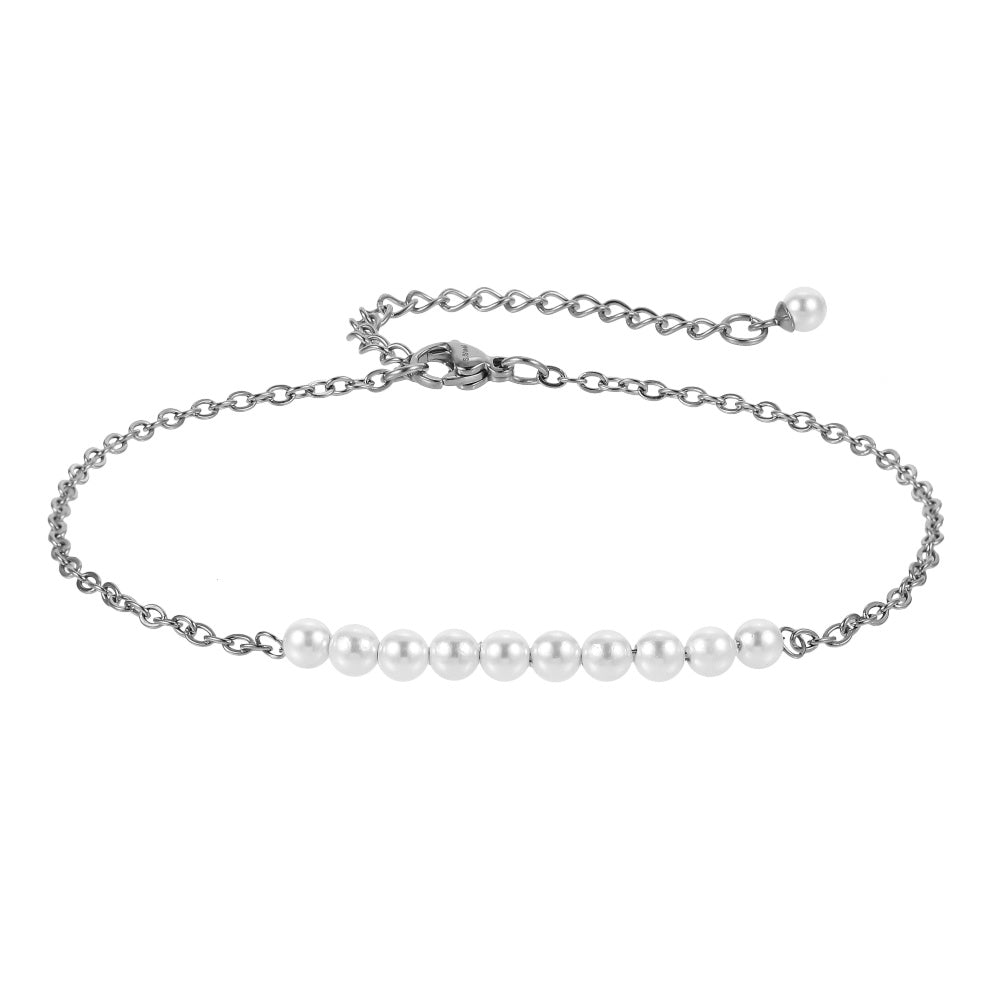BSS883 STAINLESS STEEL BRACELET WITH SHELL PEARL