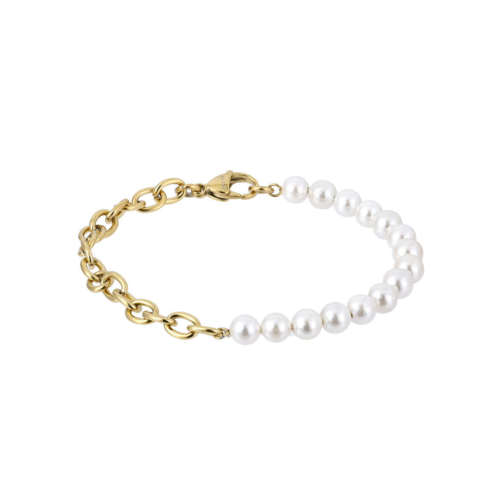 BSS904 STAINLESS STEEL BRACELET WITH SHELL PEARL AAB CO..