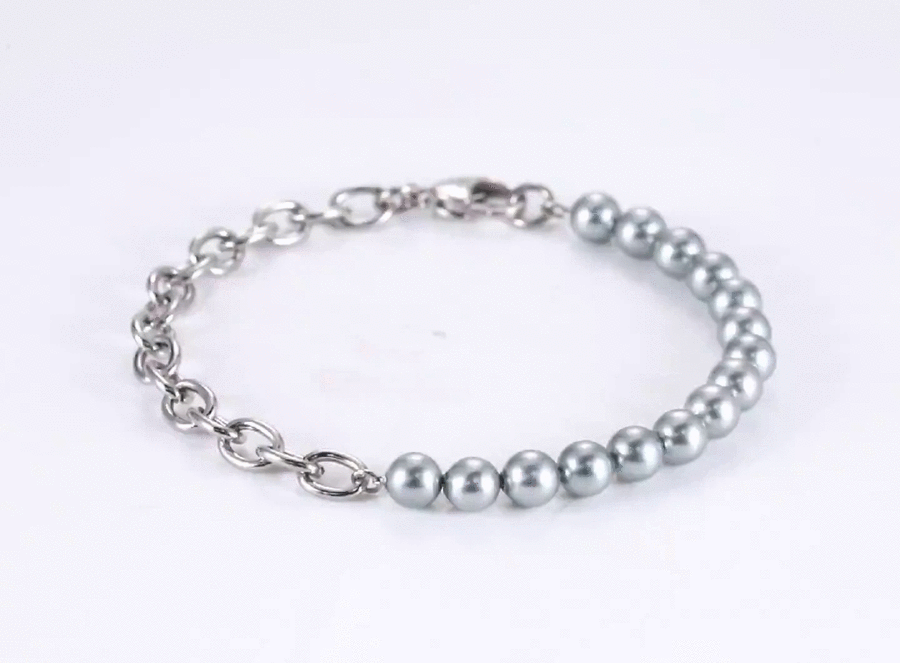 BSS904 STAINLESS STEEL BRACELET WITH SHELL PEARL AAB CO..