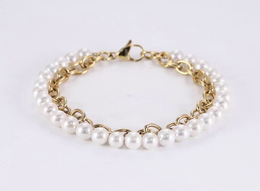 BSS905 STAINLESS STEEL BRACELET WITH SHELL PEARL