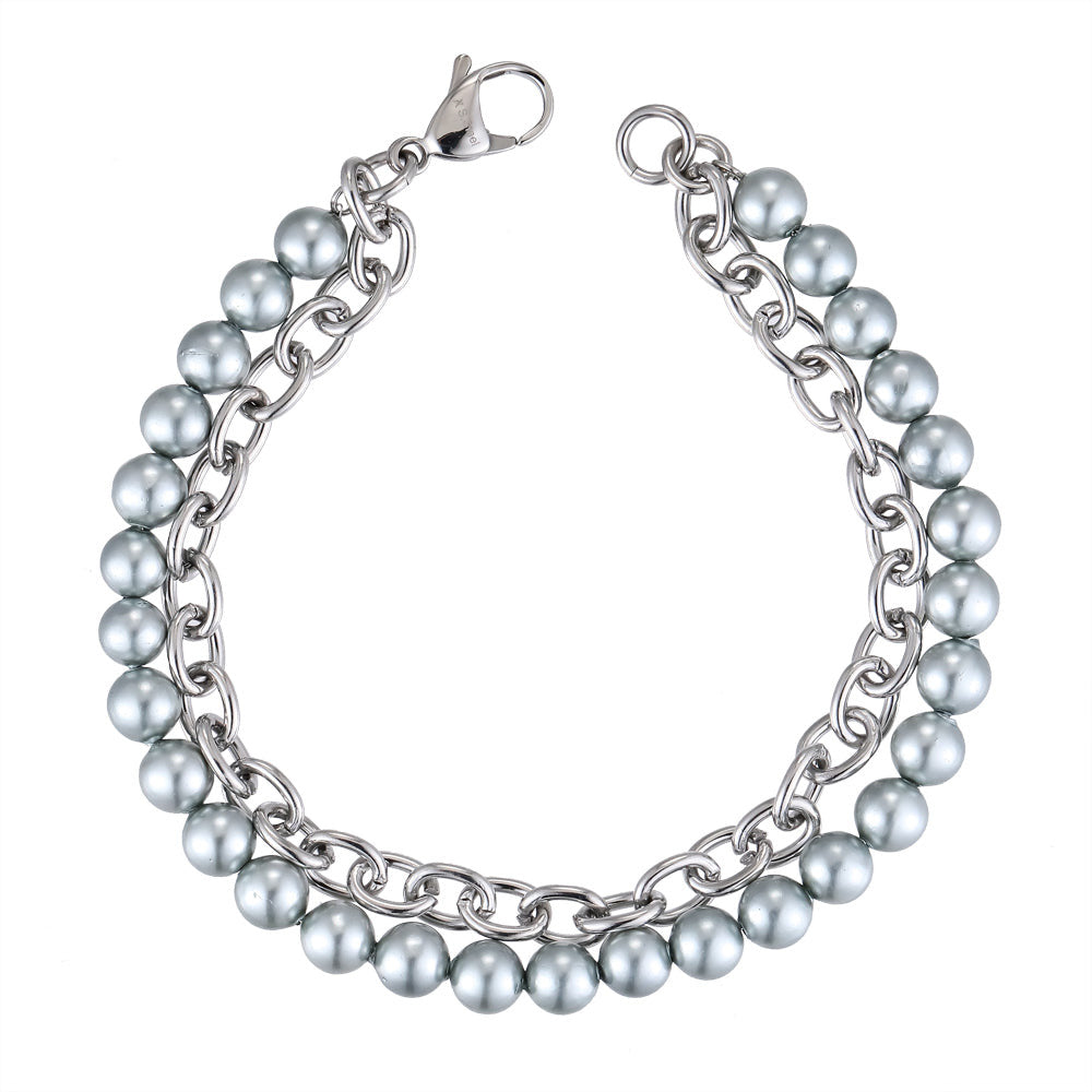 BSS905 STAINLESS STEEL BRACELET WITH SHELL PEARL