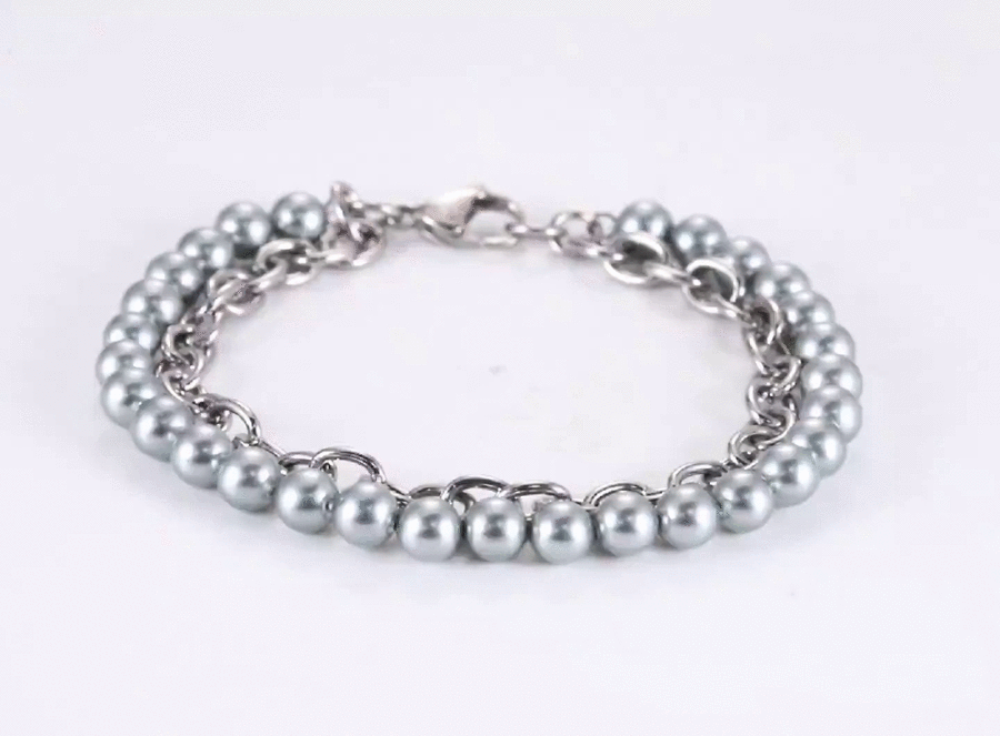 BSS905 STAINLESS STEEL BRACELET WITH SHELL PEARL