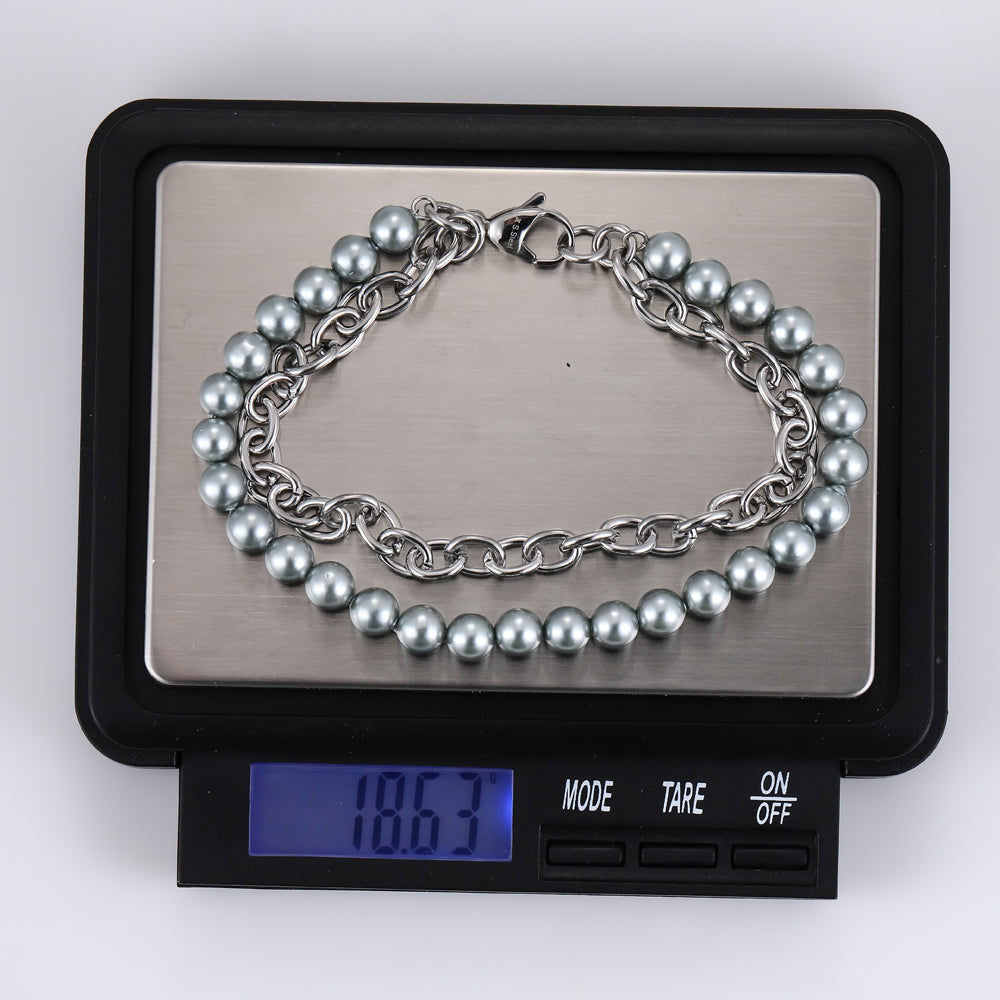BSS905 STAINLESS STEEL BRACELET WITH SHELL PEARL