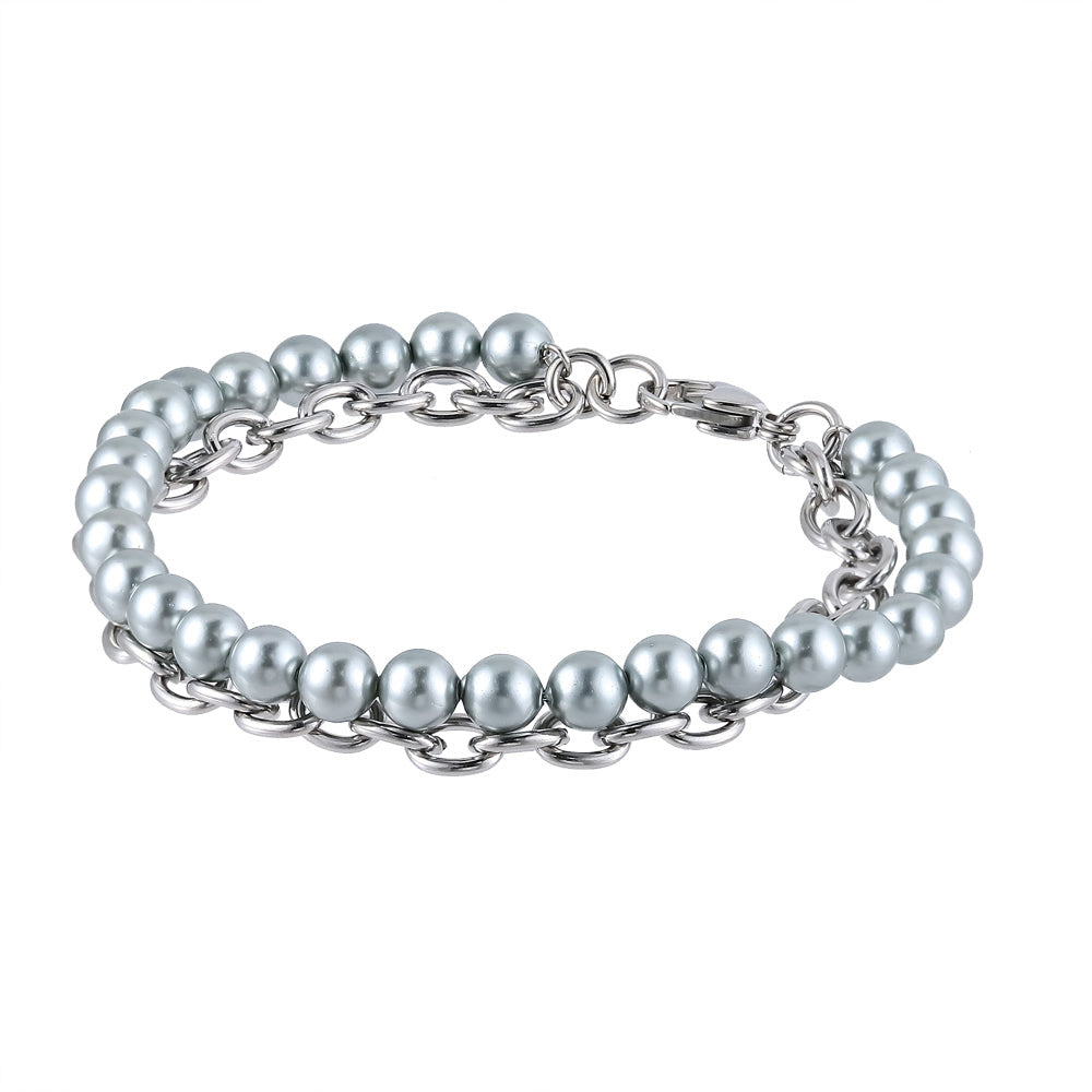 BSS905 STAINLESS STEEL BRACELET WITH SHELL PEARL