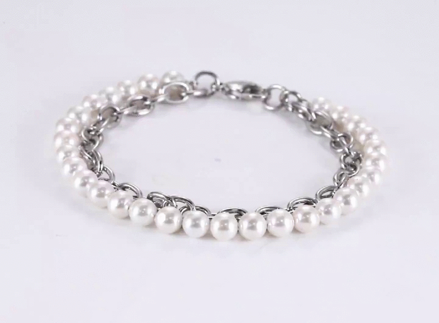 BSS905 STAINLESS STEEL BRACELET WITH SHELL PEARL