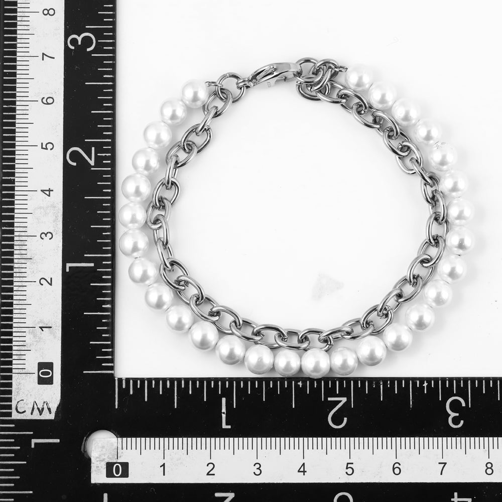 BSS905 STAINLESS STEEL BRACELET WITH SHELL PEARL