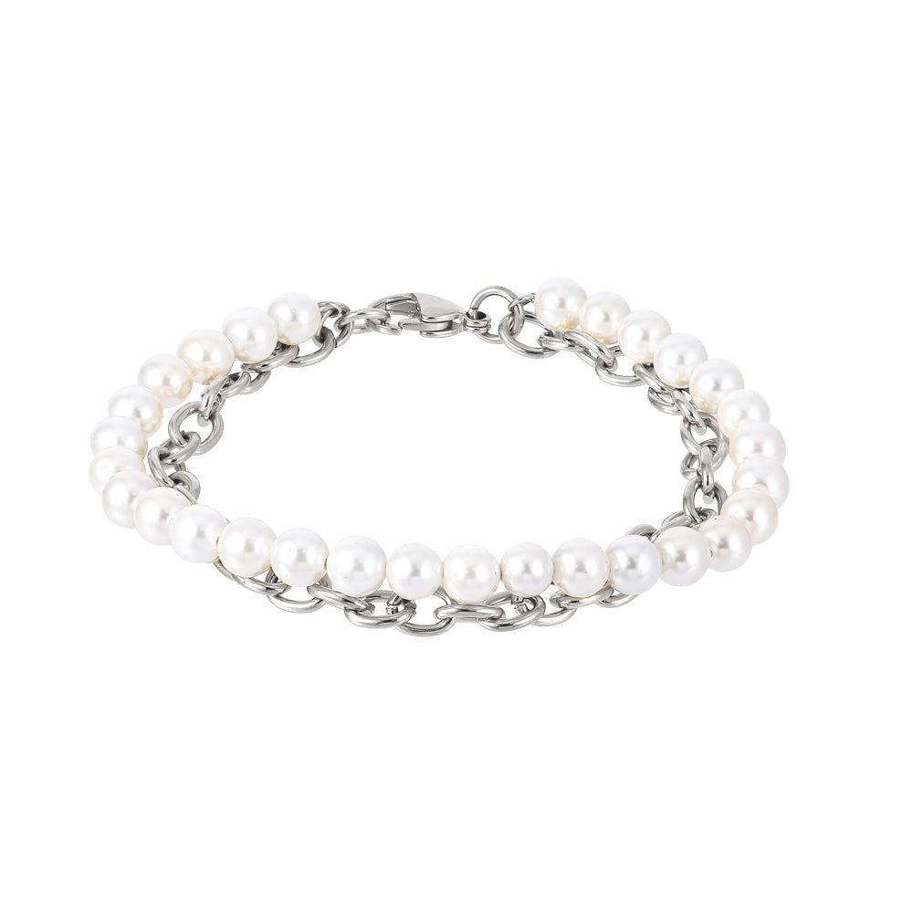 BSS905 STAINLESS STEEL BRACELET WITH SHELL PEARL