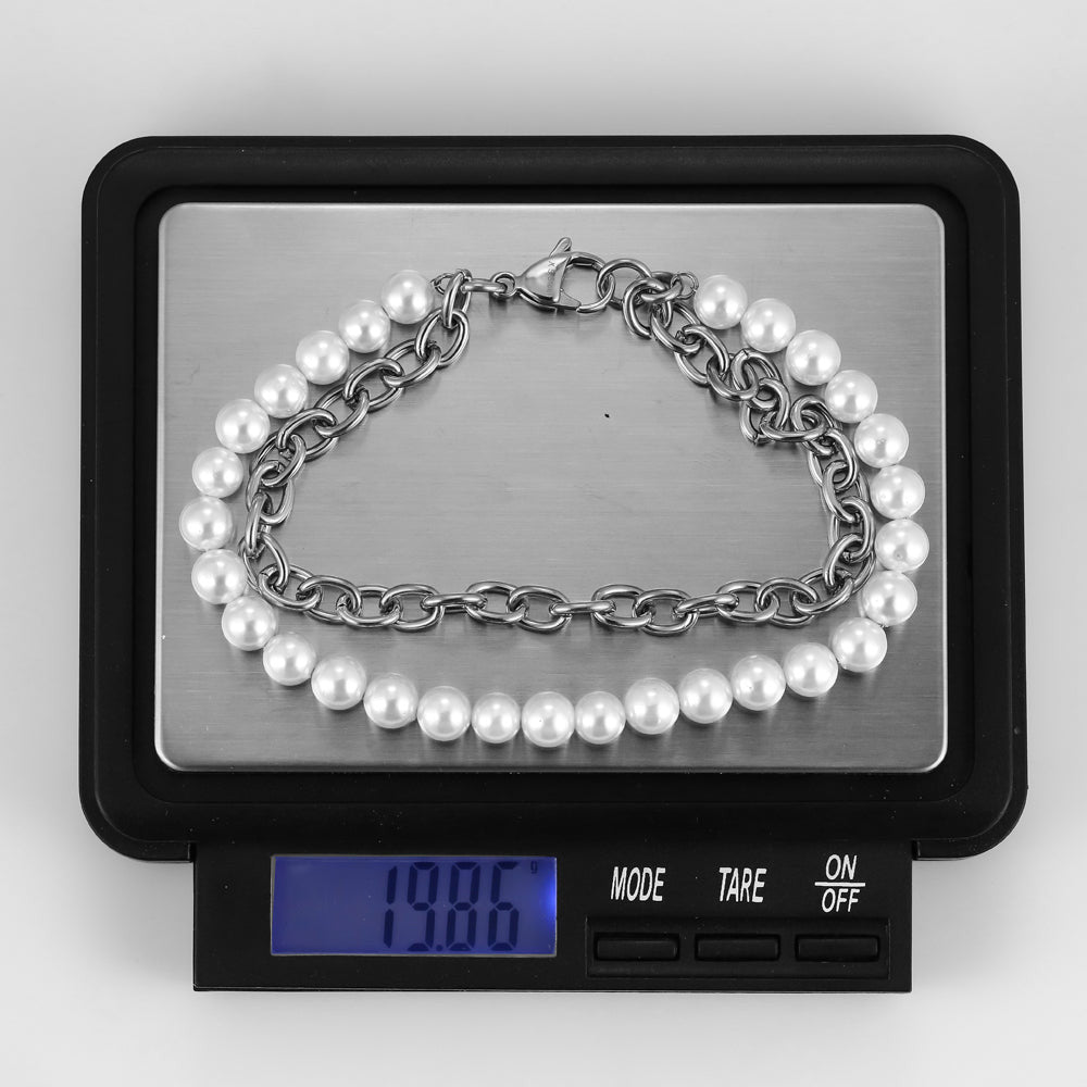 BSS905 STAINLESS STEEL BRACELET WITH SHELL PEARL