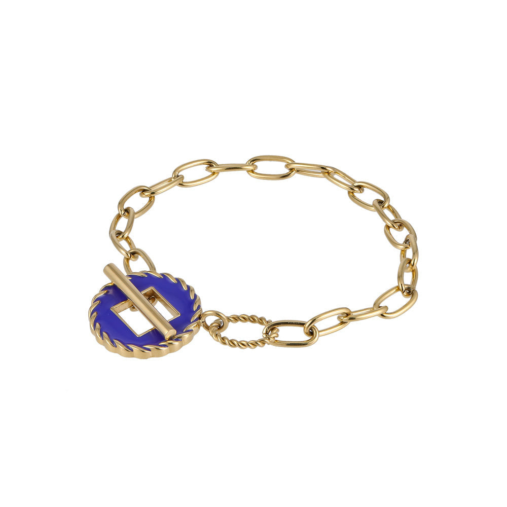 BSS919 STAINLESS STEEL T-BAR BRACELET WITH EPOXY AAB CO..