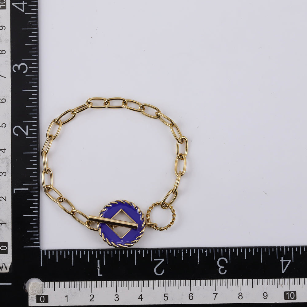 BSS919 STAINLESS STEEL T-BAR BRACELET WITH EPOXY AAB CO..