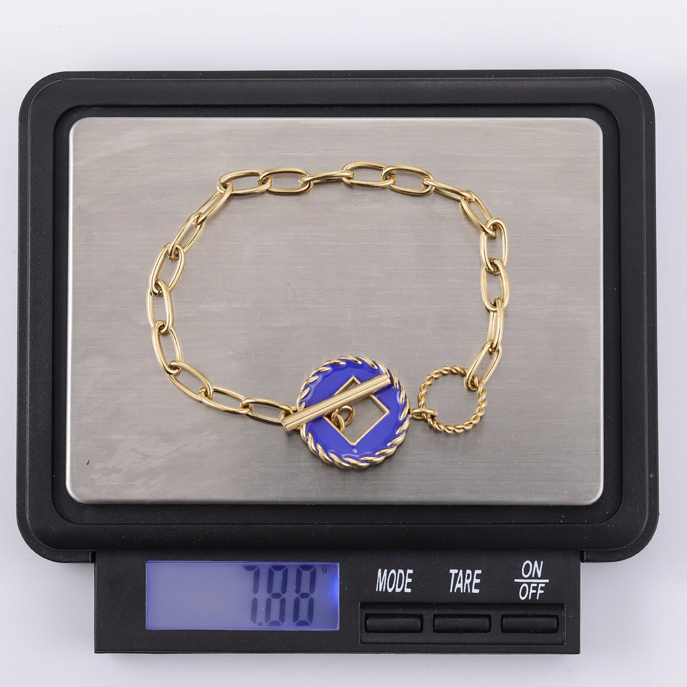 BSS919 STAINLESS STEEL T-BAR BRACELET WITH EPOXY AAB CO..