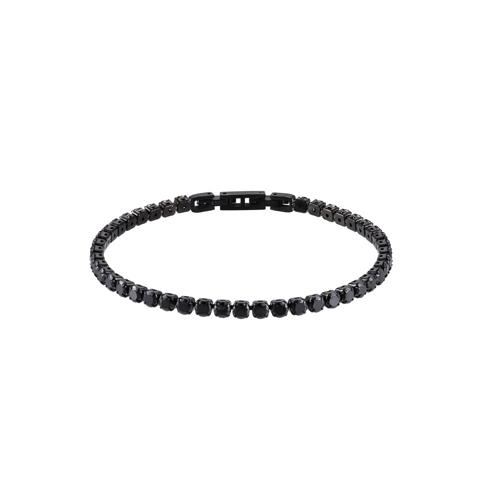 BSS932 STAINLESS STEEL TENNIS BRACELET WITH ROUND CZ AAB CO..