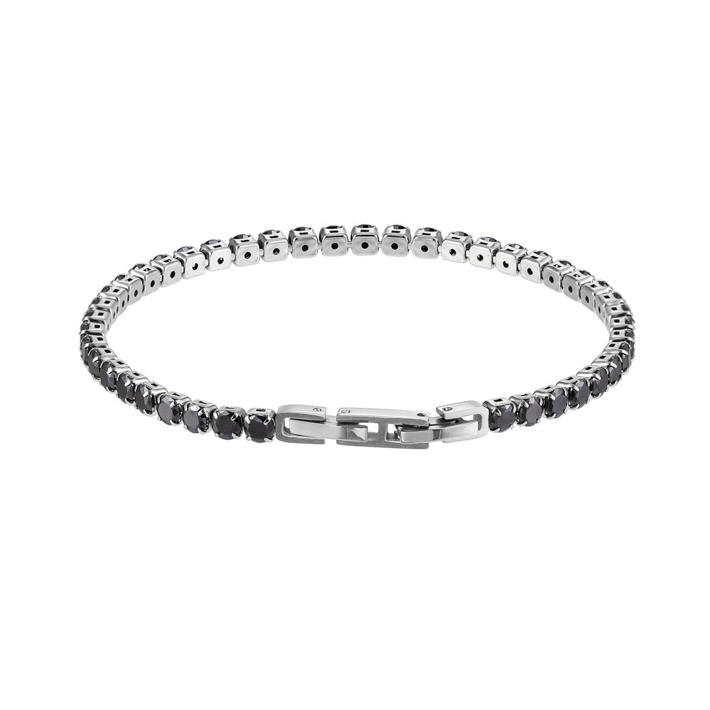 BSS932 STAINLESS STEEL TENNIS BRACELET WITH ROUND CZ AAB CO..