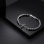 BSS934 STAINLESS STEEL CROSS BRACELET WITH FORGED CARBON