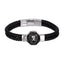 BSS935 STAINLESS STEEL LEATHER BRACELET WITH LION