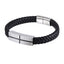 BSS936 STAINLESS STEEL LEATHER BRACELET