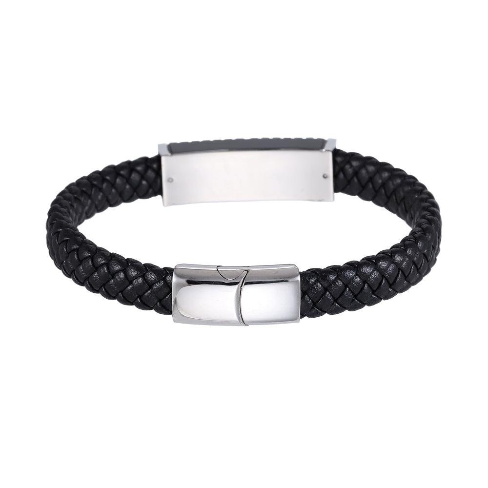 BSS936 STAINLESS STEEL LEATHER BRACELET AAB CO..