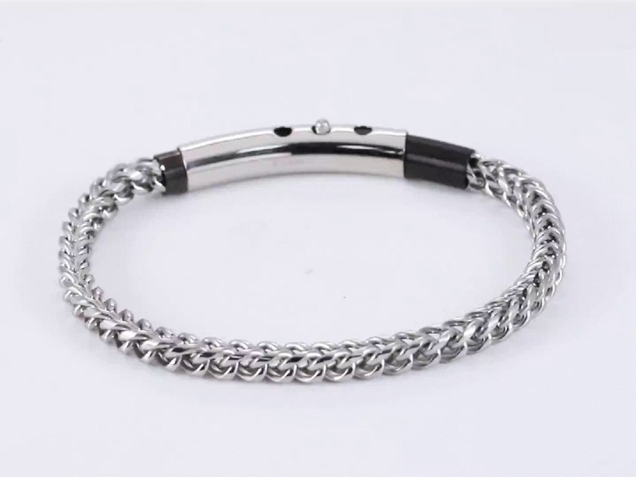 BSS939 STAINLESS STEEL SQUARE FOXTAIL CHAIN BRACELET AAB CO..