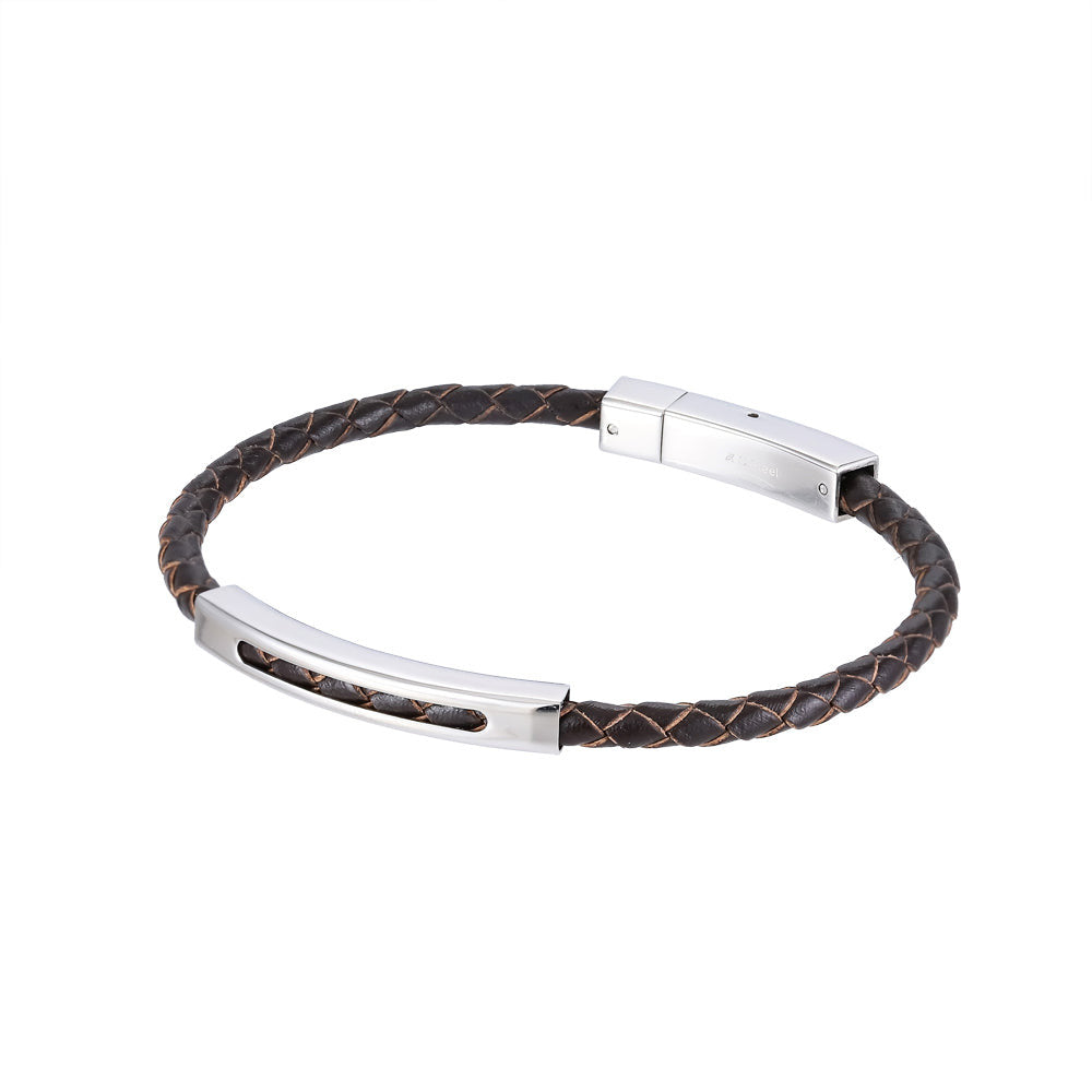 BSS940 STAINLESS STEEL LEATHER BRACELET AAB CO..