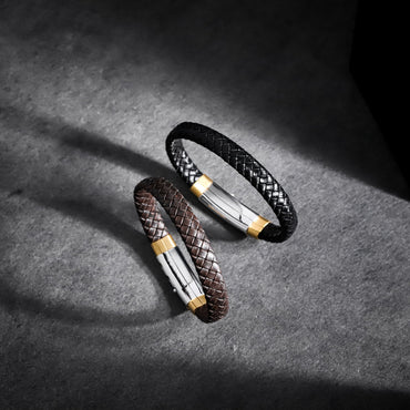 BSS941 STAINLESS STEEL LEATHER BRACELET AAB CO..