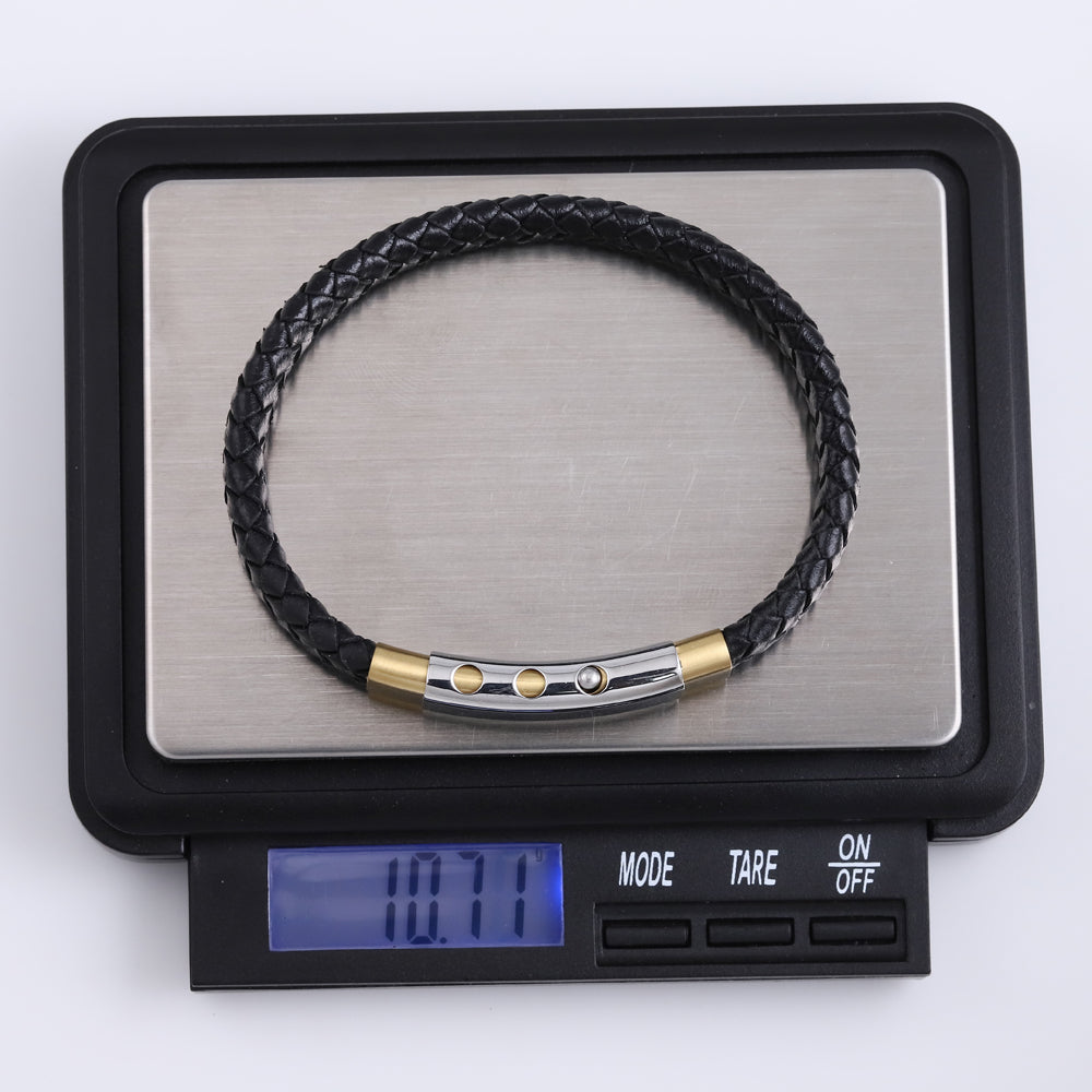 BSS941 STAINLESS STEEL LEATHER BRACELET AAB CO..