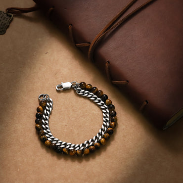 BSS949 STAINLESS STEEL BRACELET WITH NATRUAL STONE AAB CO..