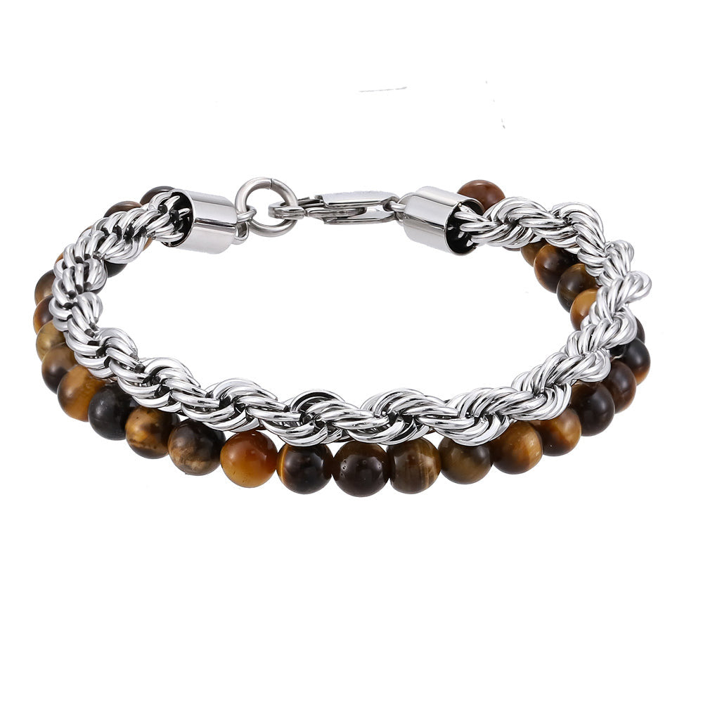 BSS950 STAINLEES STEEL BRACELET WITH NATURAL STONE AAB CO..