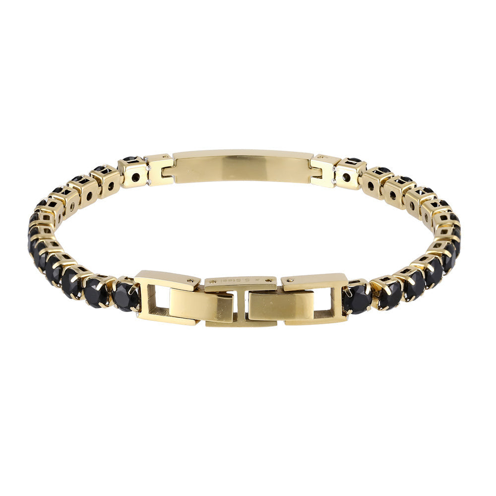 BSS951 STAINLESS STEEL TENNIS BRACELET WITH ROUND CZ AAB CO..