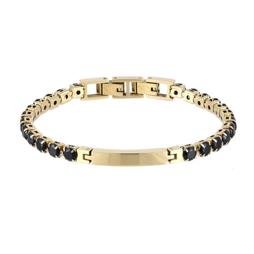 BSS951 STAINLESS STEEL TENNIS BRACELET WITH ROUND CZ AAB CO..