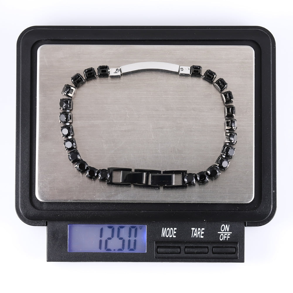 BSS951 STAINLESS STEEL TENNIS BRACELET WITH ROUND CZ AAB CO..