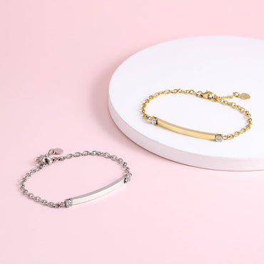 BSS962 STAINLESS STEEL BRACELET WITH CZ AAB CO..