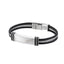 BSS978 STAINLESS STEEL LEATHER & CABLE BRACELET