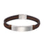 BSS979 STAINLESS STEEL LEATHER BRACELET WITH ID PLATE