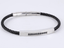 BSS982 STAINLESS STEEL CABLE BRACELET WITH BLACK CZ