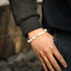 BSS985 ELASTIC STRING BRACELET WITH LAVA & STAINLESS STEEL