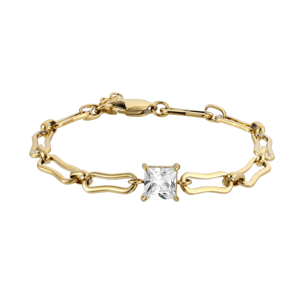 stainless steel jewelry, square cz bracelet, lady jewelry