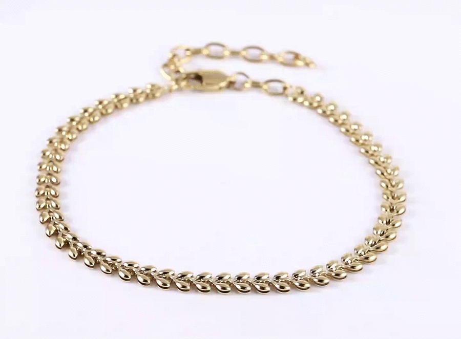 BSS996 STAINLESS STEEL LEAF DESIGN BRACELET