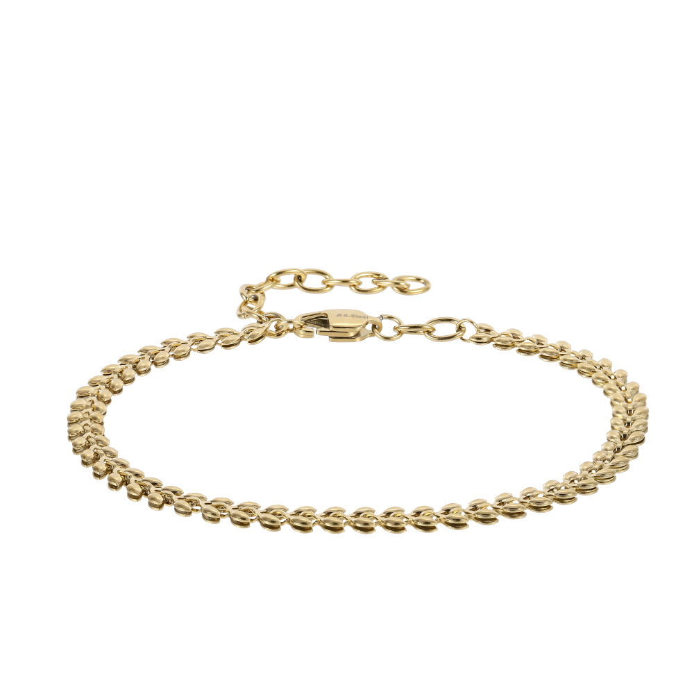 BSS996 STAINLESS STEEL LEAF DESIGN BRACELET