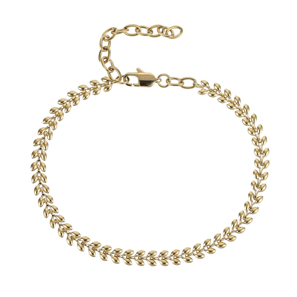 BSS996 STAINLESS STEEL LEAF DESIGN BRACELET